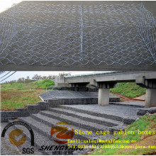 2mx1mx1m réservoir fondation galvanisé rock paniers protection mur anti corrosion acier fil tissé cages en pierre gabion boîtes